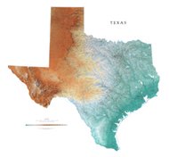 Texas Topographic Wall Map by Raven Maps, Laminated Print