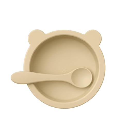 Image of Silicone Baby Feeding Bowl and Spoon Set for Babies with Suction Base, BPA-Free, Non-Slip, Safe for Infants and Toddlers Mealtime (Yellow)