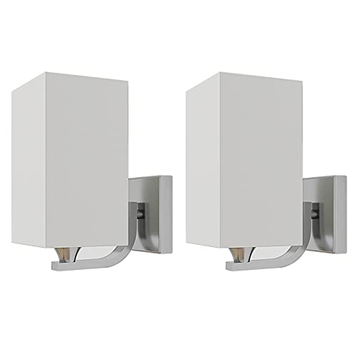 DCOC - Lámpara de pared con pilas de 2 pilas con mando a distancia regulable bombilla de 200 lm, 2 paquete de la batería Powered Run accesorios de pared sin cableado requerido (color: cromo, tamaño