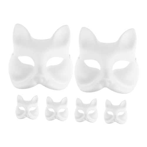 PRETYZOOM 6pcs Diy Blank Fox Mask Reusable Masquerade Party Masks for Halloween Birthday and Cosplay Events Easy to Paint and Lightweight and Comfortable