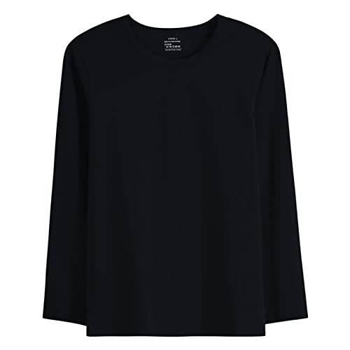 Dsnyu Mens Thermals Tops, Cotton Round Neck Inner Thermal Wear Top, Black Thermal Wear Top L