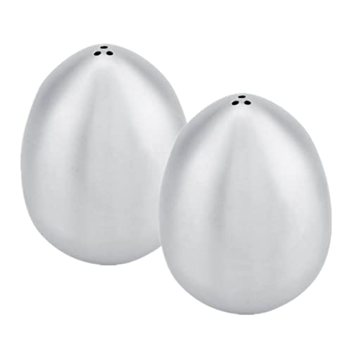 2Pcs Salt and Pepper Shakers, Stainless Steel Egg Shape Pepper Shaker Pot Spice Jar Toothpick Dispenser Spice Container Salt Storage for Kitchen Supplies(3 hole)