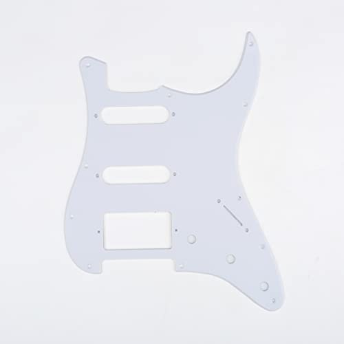Musiclily HSS 11 Hole Guitar Strat Pickguard for Fender USA/Mexican Made Standard Stratocaster Modern Style, 1Ply White