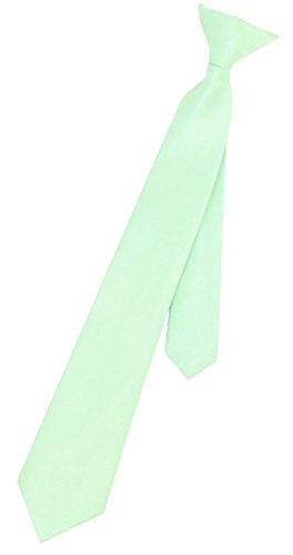 Vesuvio Napoli Boy's CLIP-ON NeckTie Solid LAUREL GREEN Youth Neck Tie
