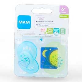 MAM Chupete Tetina de Silicona Night +6 x2 (Blanco/Gris)