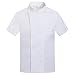 Chefs Jacket Men Slim Casual Classic Solid Uniform Comfortable Men's Aprons for Cooking Mock Neck Double Breasted Short Sleeve Camisa De Cocina para Hombre White