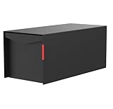 Olio Home Mailbox | Modern Design Thompson Flat Top Post Mount Mail Box | 20.5” x 9.2” x 8.5” | Galvanized Steel Mailboxes for Outside | Made in USA Mail Boxes for House | Black