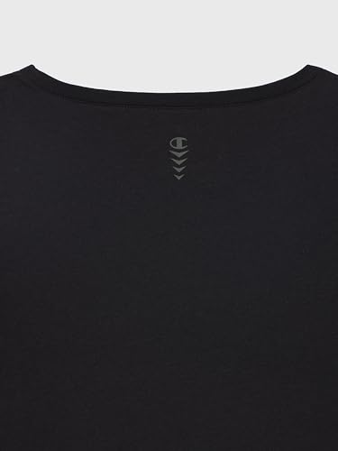 Champion Athletic Club W-Crop Oversized S/L Camiseta, Negro, XL para Mujer