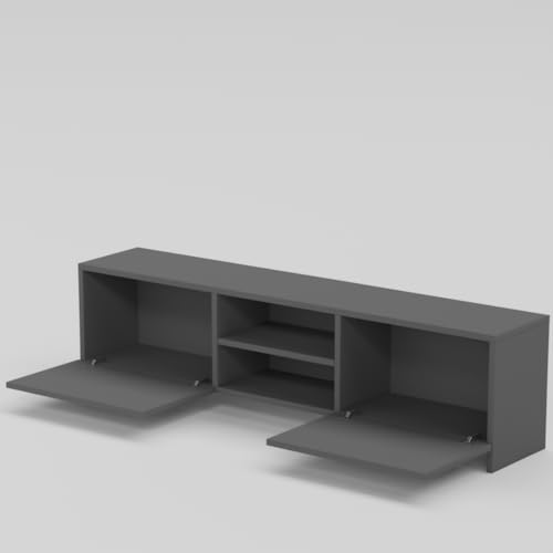 Image of Ansicraft Modern Living Room TV Stand with Open Display Compartment, Dual Side Storage Units, and Clean Contemporary Design for Home Decor | Assembly-DIY | Color-Grey