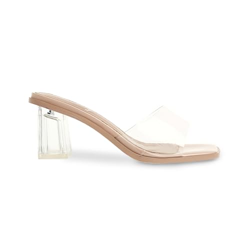 Image of vivianly Women's Low Block Heels Sandal Square Open Toe Chunky High Heels Slip on Heeled Sandals Mules Slide for Party Wedding Dress Shoes | Square Open Toe Chunky High Heels Slip on Heeled Sandals Mules Slide for Party Wedding Dress Shoes