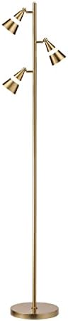 O’Bright Ash - 3-Light LED Tree Floor Lamp, Dimmable 3-Head LED, Multidirectional Standing lamp, Adjustable Multi-Shade, Swivel Cone Floor Lamp for Living Room, Bedroom, Antique Brass