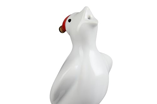 Image of Le Creuset Stoneware Pie Bird, 3 inch, White with Santa Hat
