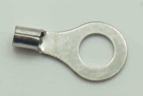 Side view of a Supco T1116 ring terminal, showing the metal construction and the crimp barrel.