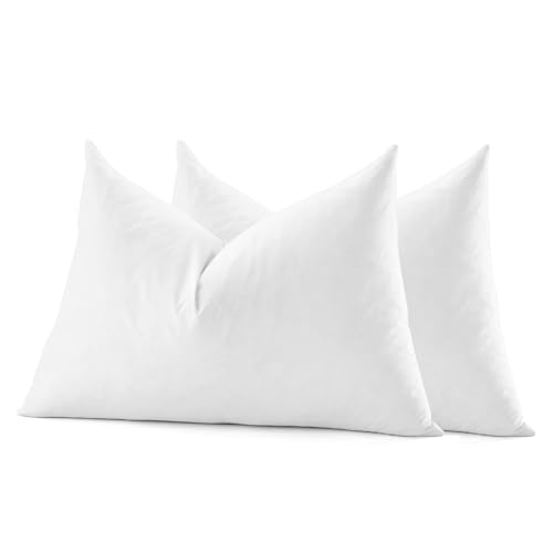 COZY ONE 12x16 Feather Down Lumbar Pillow Inserts 100% Cotton Set of 2