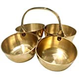 Anshraj Traditional Small Brass Chopala Bowl for Hindu Religious Ceremonies/Pooja, Roti Chawal, Elaichi, Mishri, 4 Bowl Stand/Brass Chowmukh Haldi Kumkum Holder 1