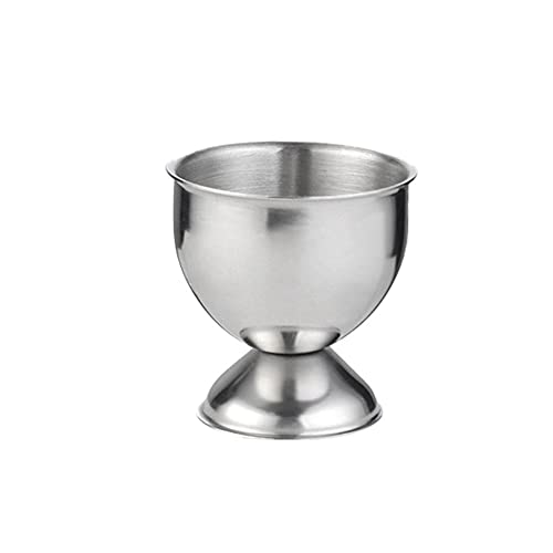 Portauova in acciaio inox, portauova rotondo, mini vassoio per uova, espositore singolo per uova, vassoio per uova sode, portauova piccoli per cucina (argento, 1 pezzo)