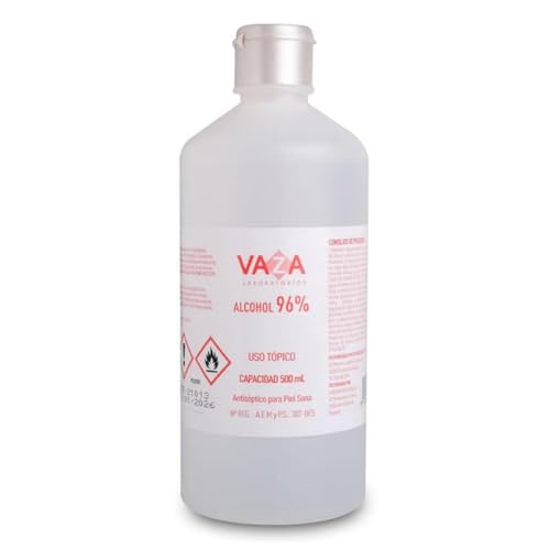Vaza Alcohol 96% Antiséptico con Cloruro de Benzalcónico, Desinfectante Bactericida para Piel Sana, Uso Clínico y Doméstico, 500ml