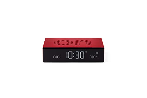 Lexon Flip Premium Digital Alarm Clock - Rechargeable Desk Clock With On/Off Faces - Snooze Function, Pure Va Lcd Display, Touch & Sound Sensor, Aluminum - Red #TOP4