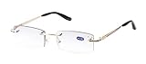 SOOLALA High End Diamond Cutting Rimless Anti-fatigue Magnifying Reading Glasses, +2.0D