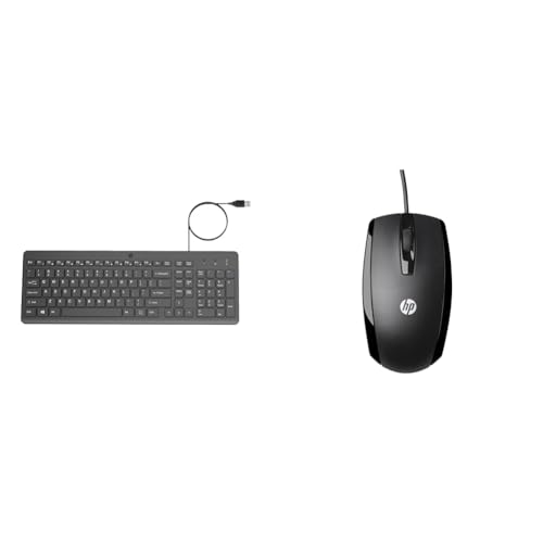 Image of HP 150 Wired Keyboard, 3 Years Warranty X500 USB Wired Optical Mouse for PC /Mac /Laptop - Black (E5E76AA)