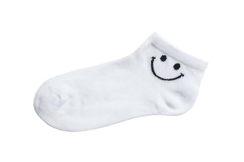 Calmera Socks 5-Pairs Women’s Multicolor Cotton Smiley Face Ankle Socks, One Size 5.5-10.53