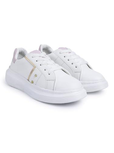 Image of Longwalk White Sneakers for Women & Girls | Trendy & Lightweight Casual Shoes