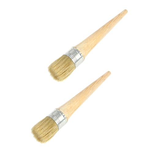 Zerodeko 2 Piezas Pinceles de Pintura al Óleo Redondos con Mango de Ergonómico Cerdas Duras para Barniz y Manualidades