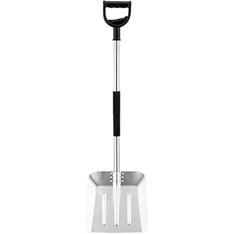 Harrms Large Snow Shovel Aluminum, 31 x 33cm Snow Shovel heavy duty with 130cm Long Stainless Steel Handle, alu car Snow Shovel Winter, Garden Spade with D-handle for Garden Cover