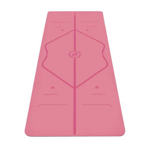 Liforme Original Yoga Mat – Free Yoga Bag Included - Patented Alignment System, Warrior-like Grip, Non-slip, Eco-friendly, sweat-resistant, 4.2mm thick mat for comfort - Pink