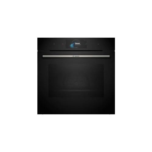 Bosch HSG7584B1 Serie 8 Smarter Einbau-Dampfbackofen, 60 x 60 cm, 1 L Wassertank, Digitaler Bedienring, TFT-Touchdisplay Pro, Perfect Steam Dampfsensor, Dampf-Funktion Plus, Heißluft sanft