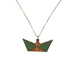 Sastree Colgante Barco de Madera Verde | Diseño Velero Artesanal Pintado a Mano | Edición Limitada Sas365 (Solo 365 Unidades) | Collar Náutico Original para Mujer (Acero Inox Plata)