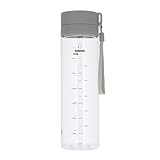 【医療グレードTritan製×Wメモリ】smilemode ウォーターボトル 800ml タイムマーカー&水量メモリ付 BPAフリー トライタン 茶こし付き 広口 洗いやすい 軽量 水筒 ジム スポーツドリンク 直飲み プロテインシェイカー スマイルモード (グレー)