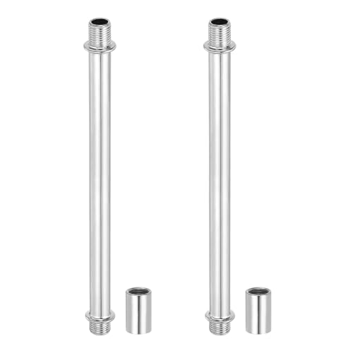 Image of PATIKIL Straight Pipe Lamp Stems Rod Kit, 2 Set M10 Carbon Steel 150mm(5.91 inch) Long Double End Thread Rod with Coupling Nuts Sleeve Connector for Table Lamps Chandeliers,Chrome