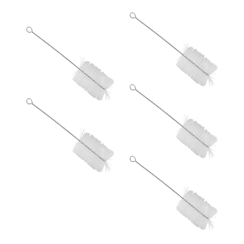 5Pieces Small Diameter Flexible Nylon Brushes Suitable for Efficient Bottles & Cups with Stainless Long Handle