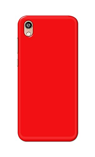 Image of Printed Hard Back Cover Case for Honor 8S | Huawei Y5 2019 Back Cover (Plain Red) -1803