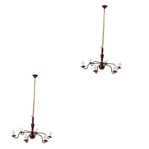 Vaguelly 2 Unidades lustre modelo luminária mini lustre candeeiro de parede casa de bonecas luz mode