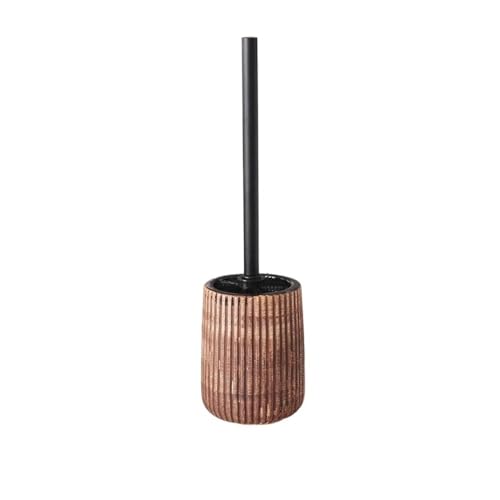 Escobilla de baño Juego de cepillos for Inodoro con Textura de líneas Verticales de cerámica, Mango de Cepillo Negro de Hierro, Cabezal de Cepillo de plástico for Inodoro Escobillas para baños