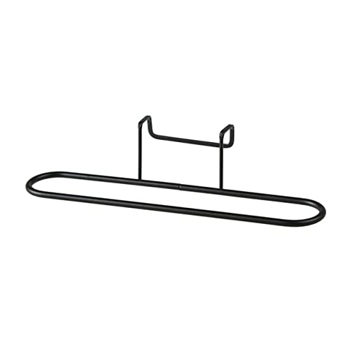 HAKIDZEL 2pcs No Drill Towel Rack Organizer Premium Cabinet Hanger for Kitchen Bathroom Space Saving Cupboard Hook Black White Easy Installation Design