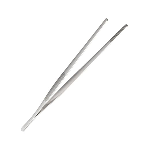 Pinzas para parrilla, alimentos de barbacoa de acero inoxidable, alimentos antideslizantes, 12.01 pulgadas, abrazadera de cocina, filete, pescado, ensaladas, pasta, carne, bufé. Ideal para y