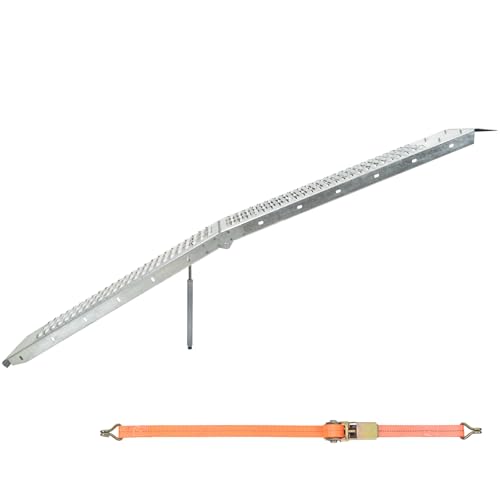 Kaitou ラダーレール バイク 折り畳み スロープ トランポ 195cm 最大耐荷重500kg スタンド ベルト付き 軽量