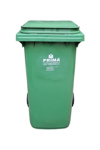 Image of Prima Plastic Manual-Lift Garbage Waste Dustbin with Wheels 240 Ltr Green