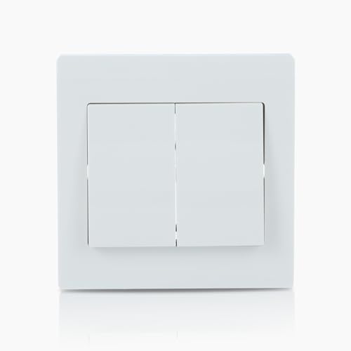 ABB Inora 2 Gang Light Switch • 2 Way Premium 10AX Switch • Single Pole • Timeless Design for Home and Business • White • Safe, Reliable, and Functional