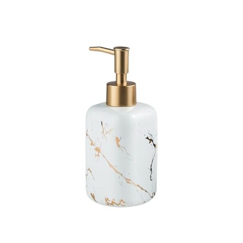 せっけんボトル セラミックスクエアソープディスペンサー ポンプ付き バスルームシャワージェルプレスボトル 300ml ソープディスペンサー(白)