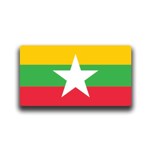 Image of World Country Flag Decal Stickers - Two Pack - for Cars Windows Bumpers Laptops Tablets Tumblers Cups Walls (Myanmar)