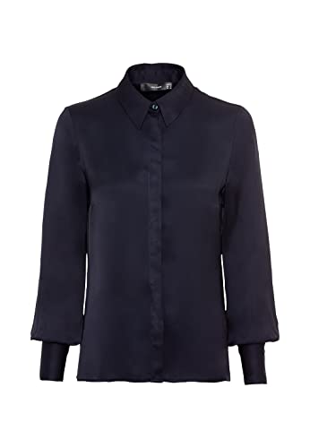 HALLHUBER Hemdbluse aus Satin gerade geschnitten Dark Blue, 38 Cover