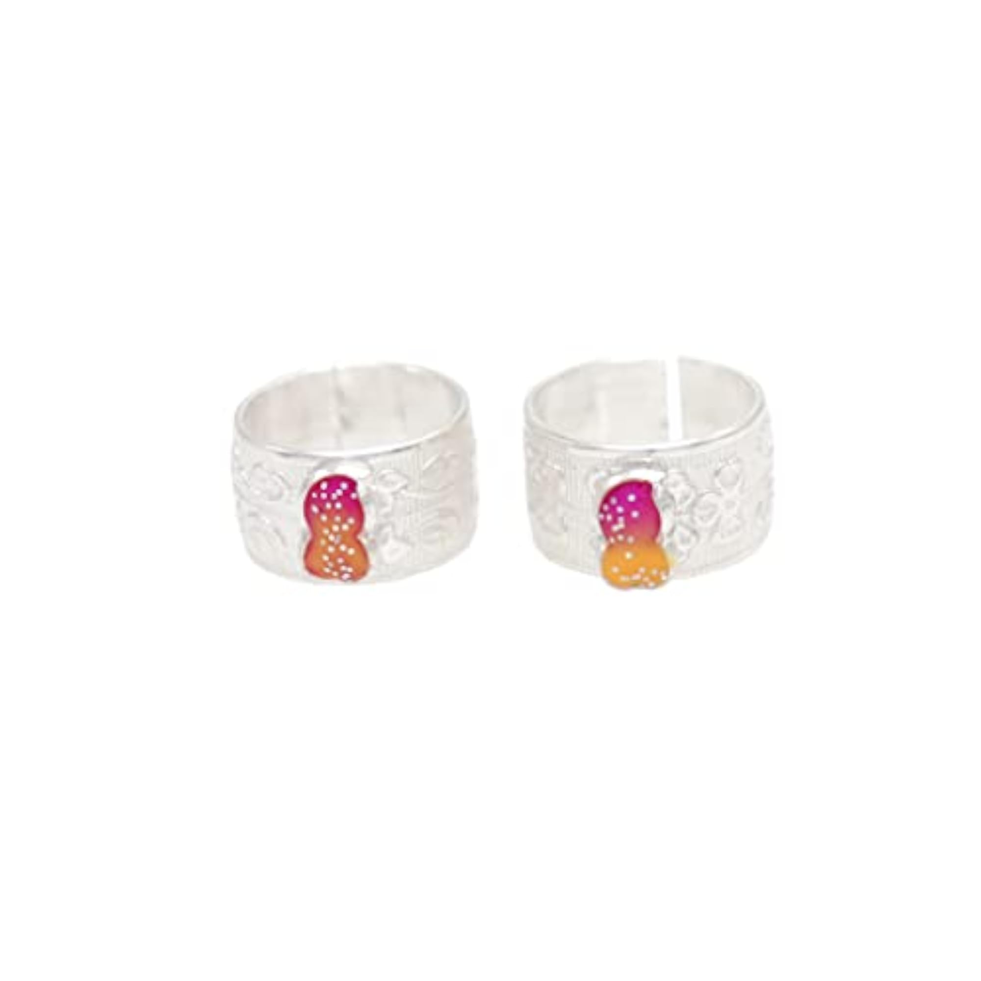 Sterling Silver Adjustable Toe Ring with Enamel Design