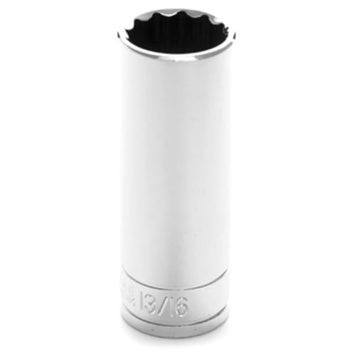 Image of Performance Tool W32626 1 /2 in. Drive 13 /16 in. 12-Point Deep Socket | Chrome vanadium steel resists corrosion. Recessed edges reduce fastener rounding. Large size stamping