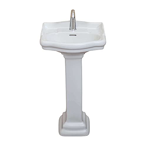 Fine Fixtures, Roosevelt White Pedestal Sink - 18 Inch Vitreous China Ceramic Material (Single Hole) #TOP1