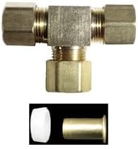 3/8" Brass Compression Tee w/Plastic Sleeve and Tube Insert for Poly Tubing (8 PK)