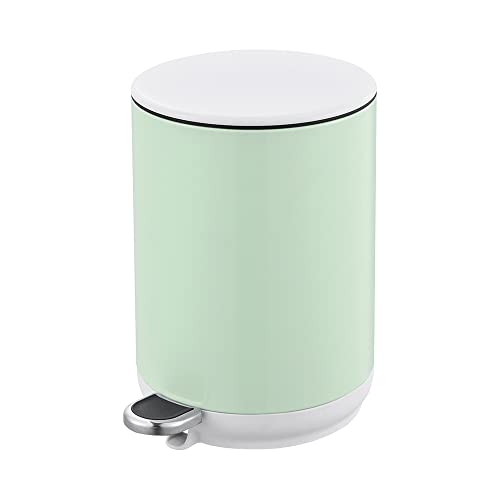 Blue Canyon Natura Pedal Bin| Modern and Stylish Trash Can| 5L Bin for Kitchen, Bathroom, Bedroom, Office| Anti-Fingerprint Outer Finish| Stainless Steel Bin| Round Waste Bin| Pastel Green